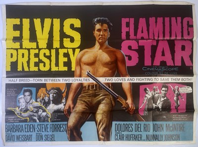 Lot 410 - ELVIS PRESLEY - ORIGINAL FLAMING STAR (1960) UK QUAD POSTER.