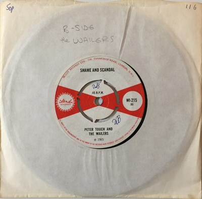 Lot 208 - PETER TOUCH (SIC) AND THE WAILERS - SHAME AND SCANDAL/ THE JERK UK 7'' (WI-215)
