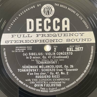 Lot 242 - RUGGIERO RICCI - SIBELIUS: VIOLIN CONCERTO LP (SXL.2077 - ED1 UK STEREO ORIGINAL)