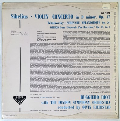 Lot 242 - RUGGIERO RICCI - SIBELIUS: VIOLIN CONCERTO LP (SXL.2077 - ED1 UK STEREO ORIGINAL)