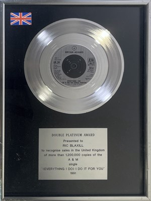 Lot 386 - BRYAN ADAMS - EVERYTHING I DO.. UK SALES AWARD.