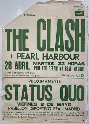 Lot 238 - ORIGINAL 1981 THE CLASH / STATUS QUO SPANISH TOUR POSTER.