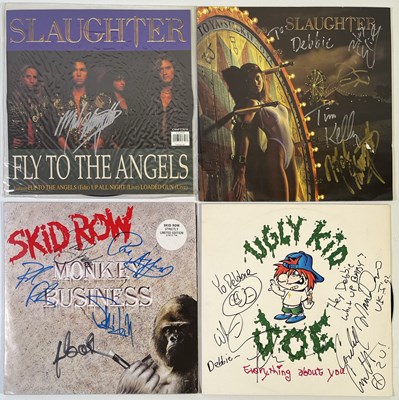 Lot 274 - SKID ROW / SLAUGHTER - SIGNED RECORDS.