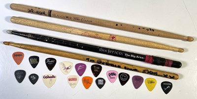 Lot 70 - USED DRUMSTICKS.AND STAGE USED GUITAR PLECTRUM COLLECTION.