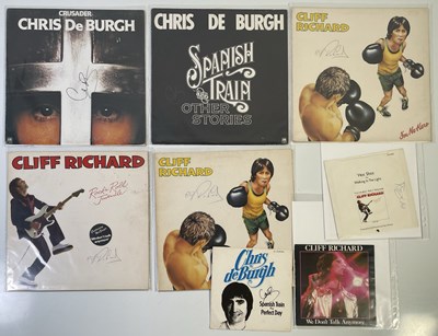 Lot 347 - CLIFF RICHARD / CHRIS DE BURGH SIGNED RECORD SLEEVES.