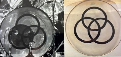 Lot 428 - LED ZEPPELIN - JOHN BONHAM EARL'S COURT 1975 USED DRUM SKIN.