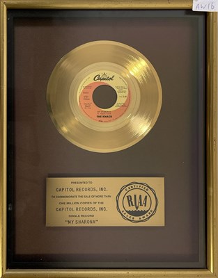 Lot 394 - THE KNACK - MY SHARONA- OFFICIAL RIAA GOLD DISC AWARD.