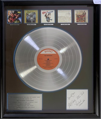 Lot 395 - THE MONKEES - LIMITED EDITION RIAA CERTIFIED DISC AWARD.