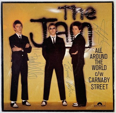 Lot 531 - THE JAM -ALL AROUND THE WORLD - FULLY SIGNED 7" SINGLE.