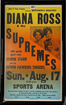 Lot 258 - DIANA ROSS AND THE SUPREMES - ORIGINAL 1969 SAN DIEGO CONCERT POSTER.