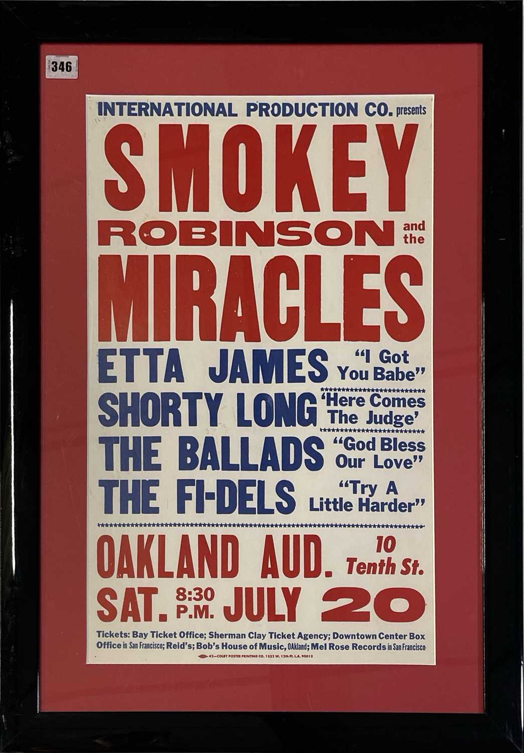 Lot 259 - SMOKEY ROBINSON / ETTA JAMES AND MORE - ORIGINAL C 1968 US CONCERT POSTER.