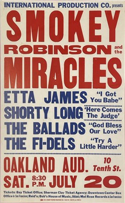 Lot 259 - SMOKEY ROBINSON / ETTA JAMES AND MORE - ORIGINAL C 1968 US CONCERT POSTER.