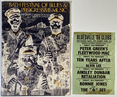 Lot 170 - BLUES INTEREST - ORIGINAL '68 BLUESVILLE CLUB FLYER INC FLEETWOOD MAC/BATH BLUES FESTIVAL PROGRAMME.