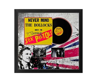 Lot 588 - THE SEX PISTOLS - JOHN LYDON SIGNED LP IN FRAMED DISPLAY.