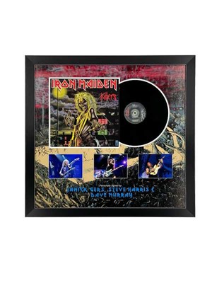 Lot 360 - IRON MAIDEN - SIGNED LP IN FRAMED DISPLAY.