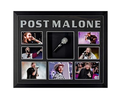 Lot 364 - POST MALONE - SIGNED MICROPHONE IN FRAMED DISPLAY.