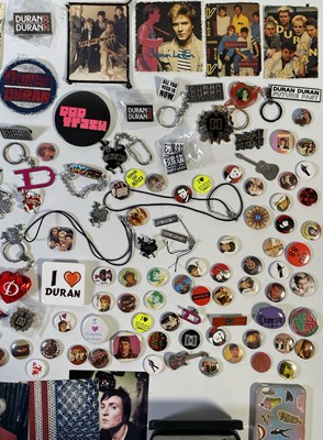 Lot 519 - DURAN DURAN - ORIGINAL PATCHES / PIN BADGES / CONCERT SCARF COLLECTION.
