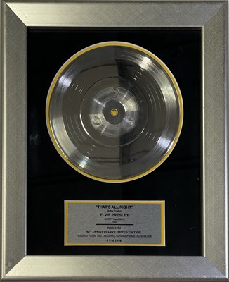 Lot 2360423 - ELVIS PRESLEY - LIMITED EDITION REPRODUCTION OF THE SUN 209 METAL PRODUCTION PLATE.