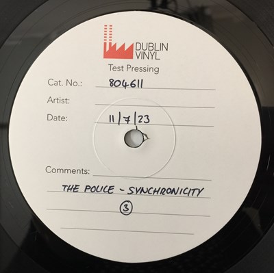 Lot 1163 - THE POLICE - SYNCHRONICITY LP (2023 WHITE LABEL TEST PRESSING - DUBLIN VINYL 804611)