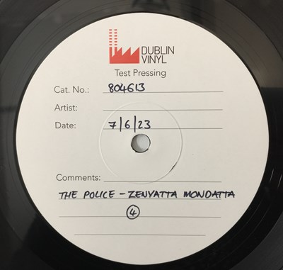 Lot 1165 - THE POLICE - ZENYATTA MONDATTA LP (2023 WHITE LABEL TEST PRESSING - DUBLIN VINYL 804613)