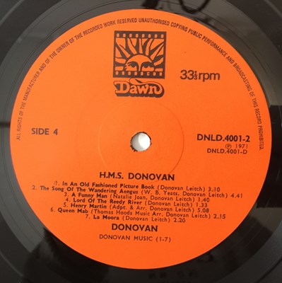 Lot 55 - DONOVAN - HMS DONOVAN LP (UK ORIGINAL W/ POSTER - ORANGE DAWN LABELS - DNLD 4001)