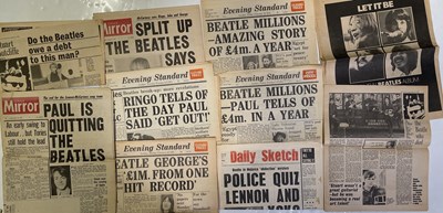 Lot 169 - THE BEATLES - ORIGINAL C 70S NEWSPAPERS WITH BEATLES HEADLINES/FEATURES.