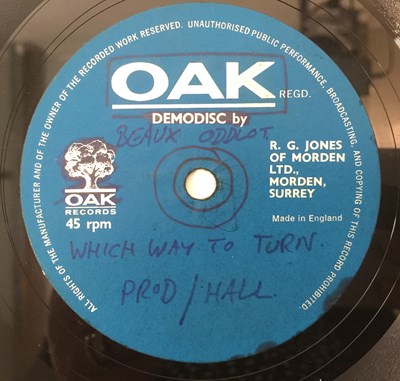 Lot 63 - BEAUX ODDLOT - WHICH WAY TO TURN/ CAN'T YOU SEE 7" ACETATE (OAK DEMODISC)