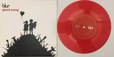 Lot 64 - BLUR - GOOD SONG/ MORRICONE 7" (UK RED VINYL - BANKSY SLEEVE - PARLOPHONE - R6619)