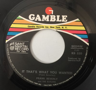 Lot 74 - FRANK BEVERLY AND THE BUTLERS - LOVE (YOUR PAIN GOES DEEP)/ IF THAT'S WHAT YOU WANTED 7" (ITALIAN PRESS - GAMBLE - KA 220)