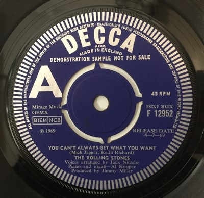Lot 79 - THE ROLLING STONES - HONKY TONK WOMEN/ YOU CAN'T ALWAYS GET WHAT YOU WANT 7" (UK DEMO - DECCA - F12952)