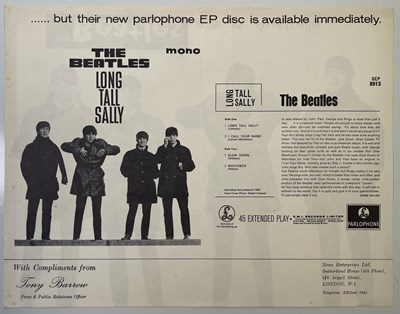 Lot 179 - THE BEATLES - ORIGINAL NEMS ISSUED PRESS RELEASE FOR 'LONG TALL SALLY'.