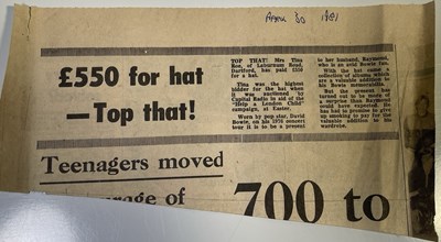 Lot 585 - DAVID BOWIE - OWNED AND EXTENSIVELY WORN HAT - SIGNED BY BOWIE - 1981 CAPITOL RADIO COMPETITION PRIZE.