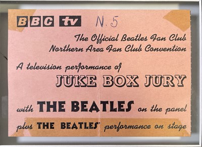 Lot 292 - THE BEATLES - ORIGINAL JUKE BOX JURY TICKET.