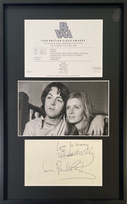 Lot 364 - THE BEATLES - PAUL AND LINDA MCCARTNEY SIGNED INVITATION CARD.