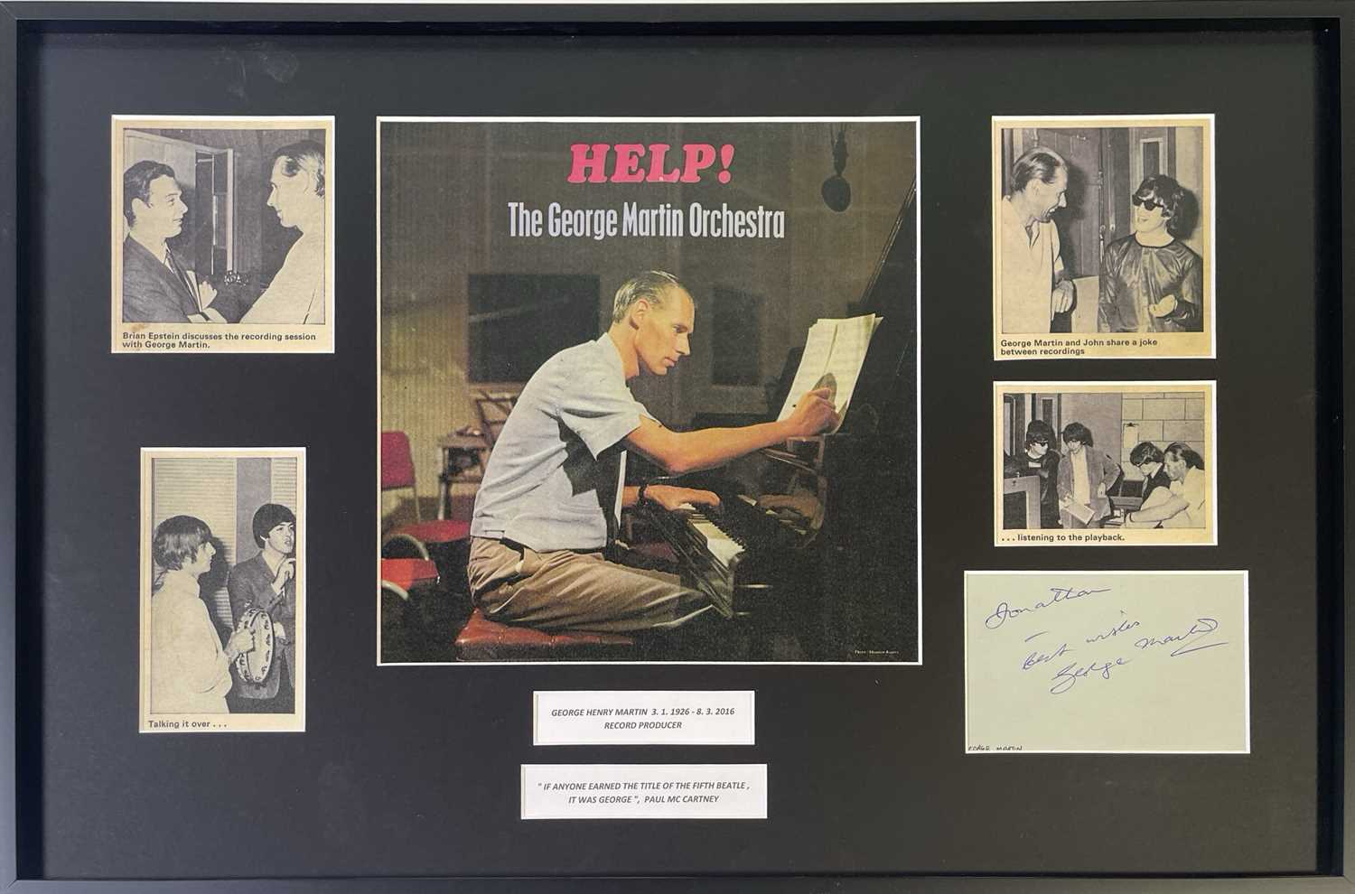 George R R. Martin Signed Lot 365 - THE BEATLES - GEORGE MARTIN - SIGNED PAGE.