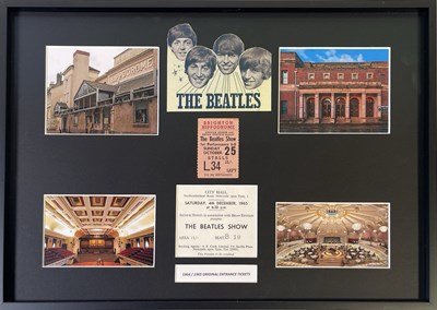 Lot 294 - THE BEATLES - FRAMED DISPLAY WITH RARE TICKET STUBS.