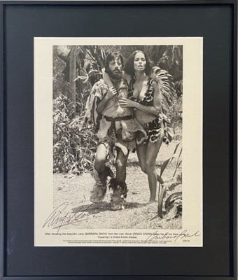 Lot 369 - THE BEATLES - RINGO STARR AND BARBARA BACH SIGNED CAVEMAN PROMO PHOTO.