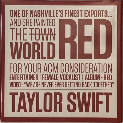 Lot 18 - TAYLOR SWIFT - RED LP (BMR310400D - US RED VINYL PROMO COPY)