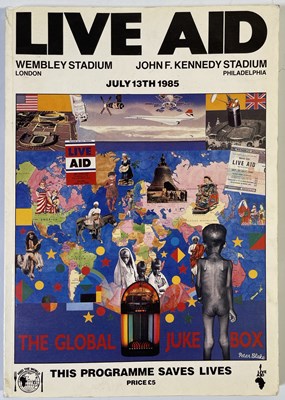 Lot 484 - LIVE AID - A MULTI-SIGNED PROGRAMME INC QUEEN, BOWIE AND ALL MAJOR ARTISTS.