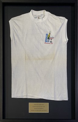 Lot 470 - QUEEN - ORIGINAL FREDDIE MERCURY OWNED AND WORN SHIRT FROM THE SOTHEBY'S AUCTION.