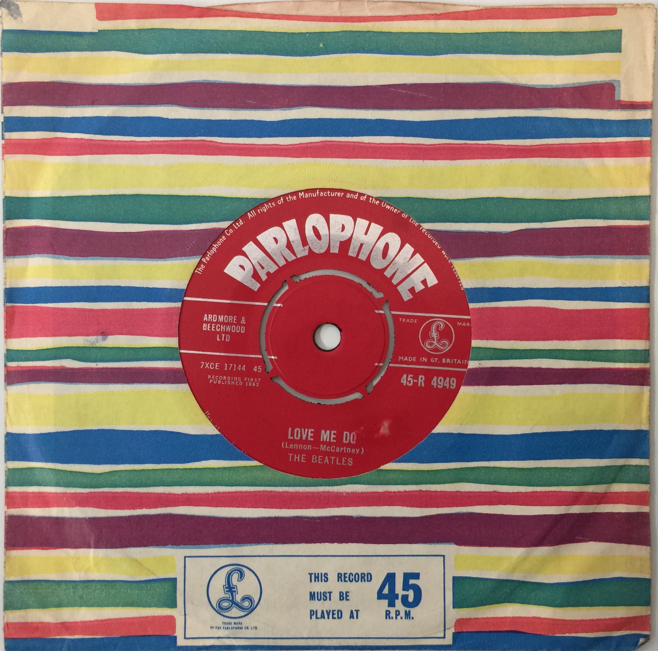 Beatles Love Me Do・P.S. I Love You  4949 THE BEATLES, love me do, B side P.S. I love you, 45-R 4949