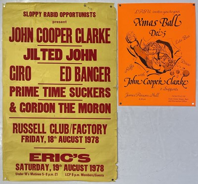 Lot 527 - JOHN COOPER CLARKE - ORIGINAL C 1970S POSTERS.