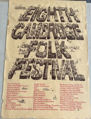 Lot 84 - 1972 EIGHTH CAMBRIDGE FOLK FESTIVAL ORIGINAL POSTER PLUS 6 OTHER FOLK POSTERS