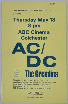 Lot 486 - AC/DC - RARE HANDBILL FOR COLCHESTER - 18TH MAY 1978.