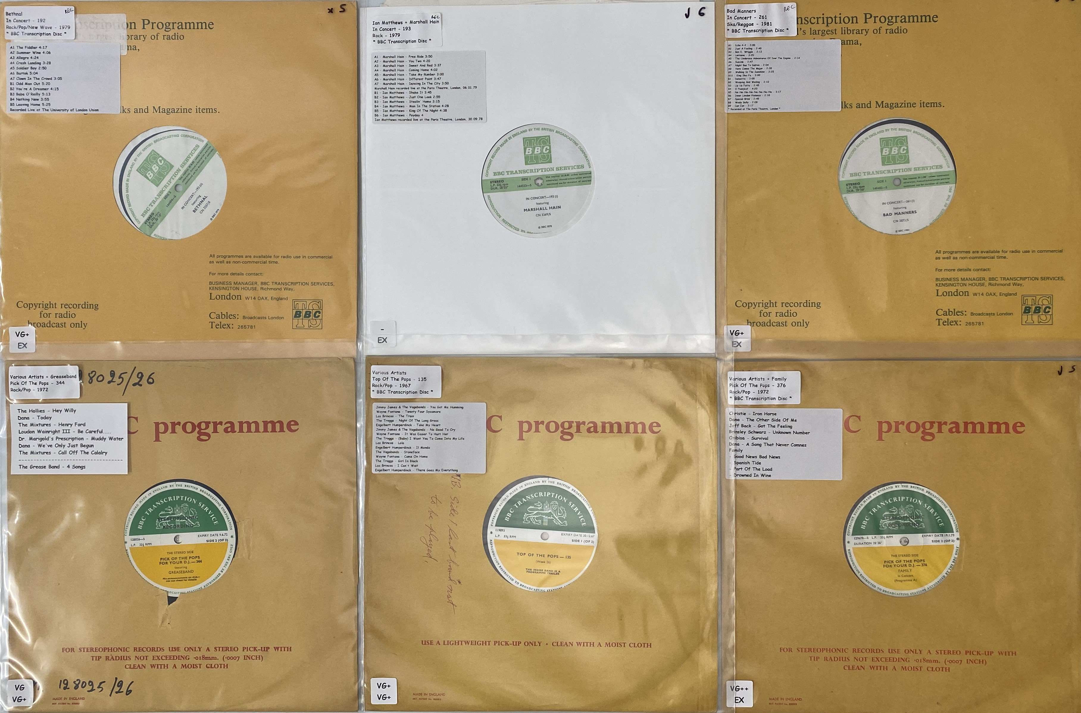 Lot 348 - BBC TRANSCRIPTION DISCS - LP ARCHIVE