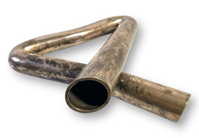 Lot 354 - MIKE OLDFIELD - TUBULAR BELLS - 25TH ANNIVERSARY SILVER BENT BELL.