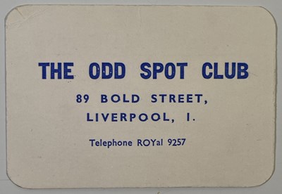 Lot 287 - BEATLES INTEREST - ORIGINAL ODD SPOT CLUB MEMBERSHIP CARD.