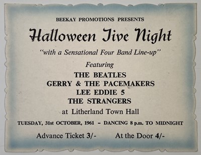 Lot 296 - THE BEATLES HALLOWEEN JIVE NIGHT 1961 TICKET.