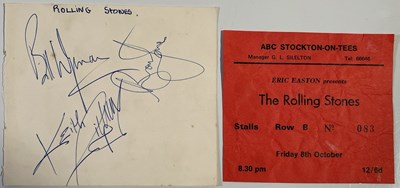 Lot 436 - THE ROLLING STONES - PAGE SIGNED BY BILL WYMAN / KEITH RICHARDS / BRIAN JONES.