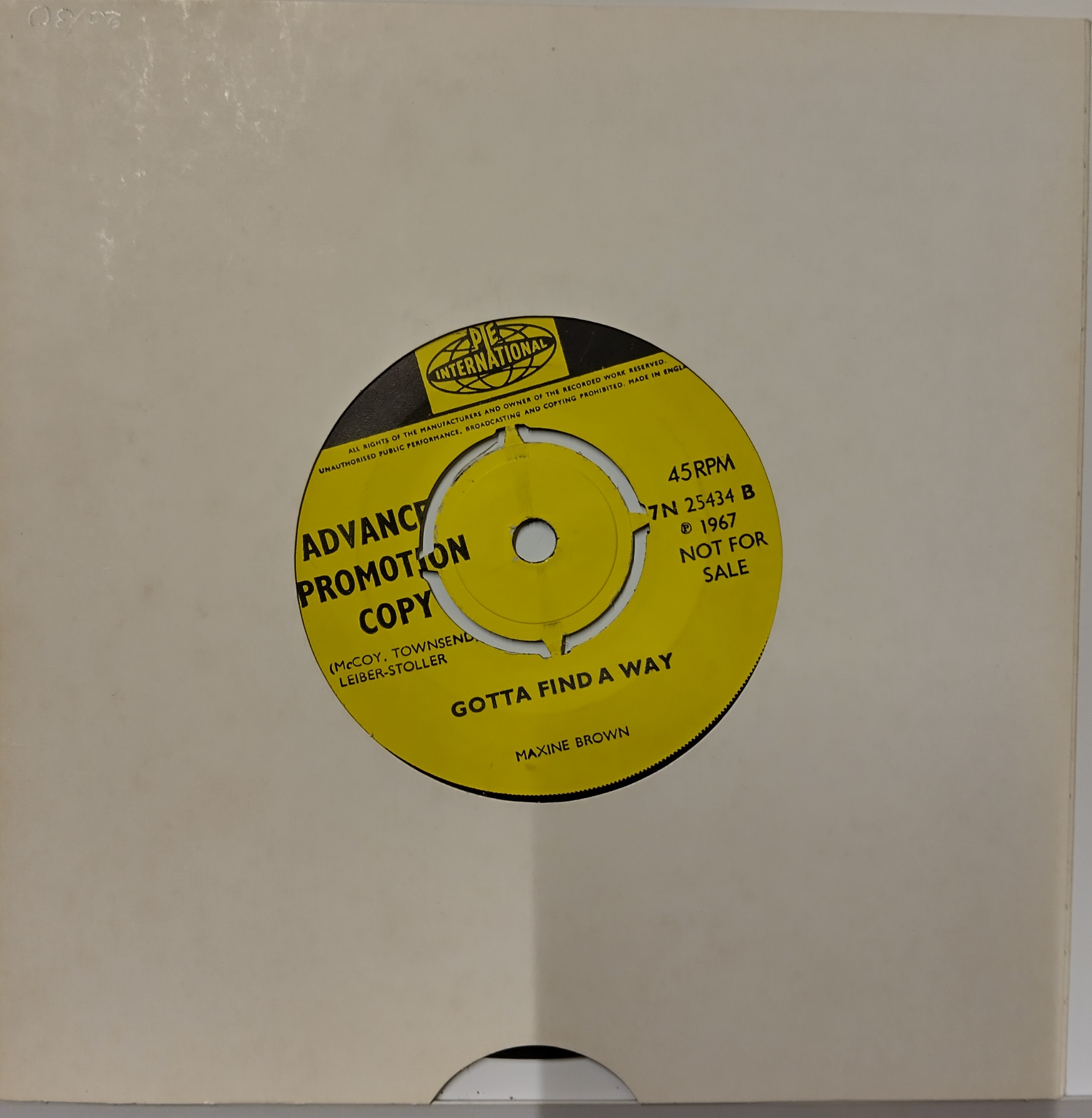英7” Maxine Brown Since I Found You / Gotta Find A Way 7N25434PROMO PYE INTERNATIONAL プロモ /00080 Lot 586 - MAXINE BROWN - SINCE I FOUND YOU C/W GOTTA